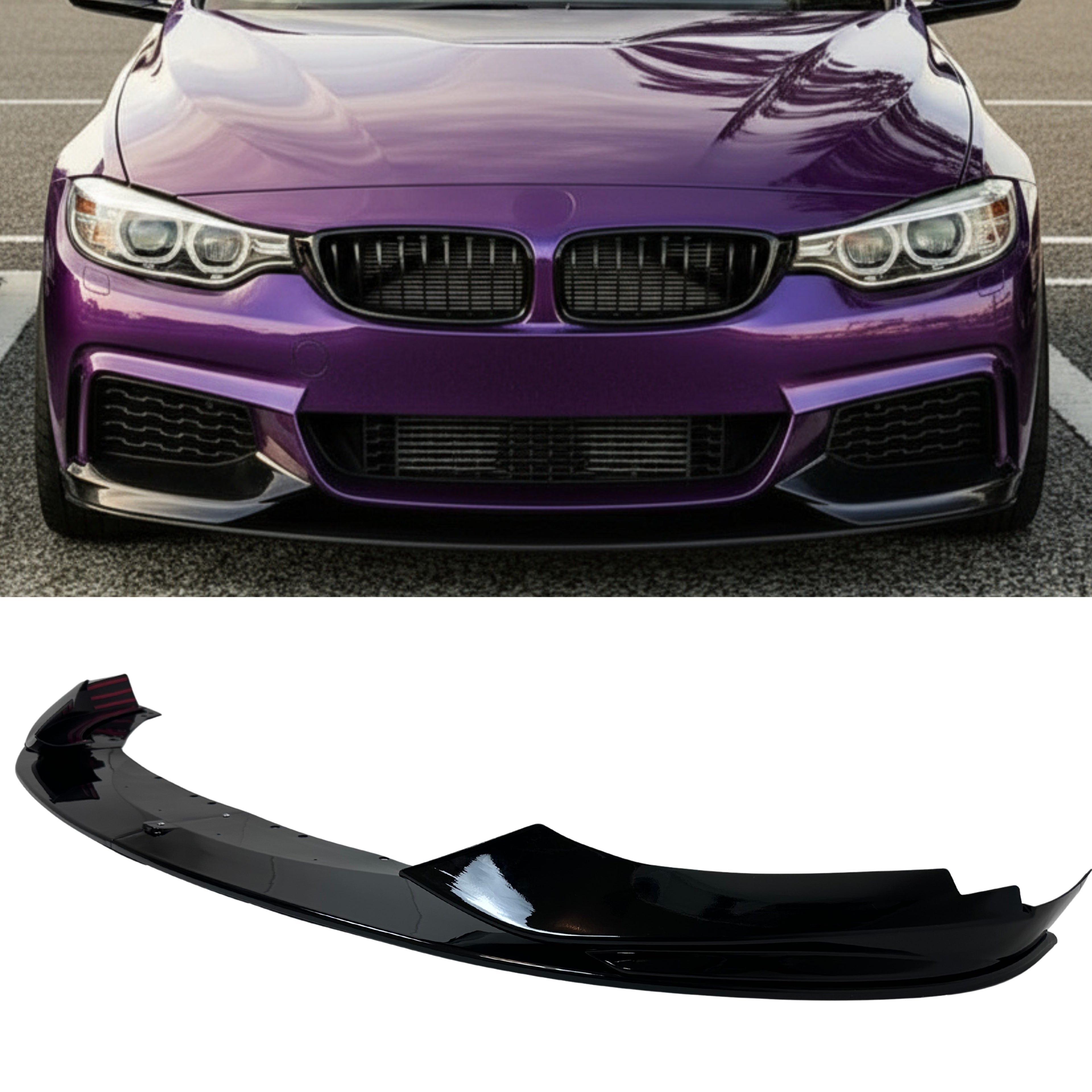 F32 F33 F36 428i 430i 435i 440i Front Splitter Lip Gloss Black Compatible for 2014-2020 BMW 4 Series M Sport Bumper ONLY