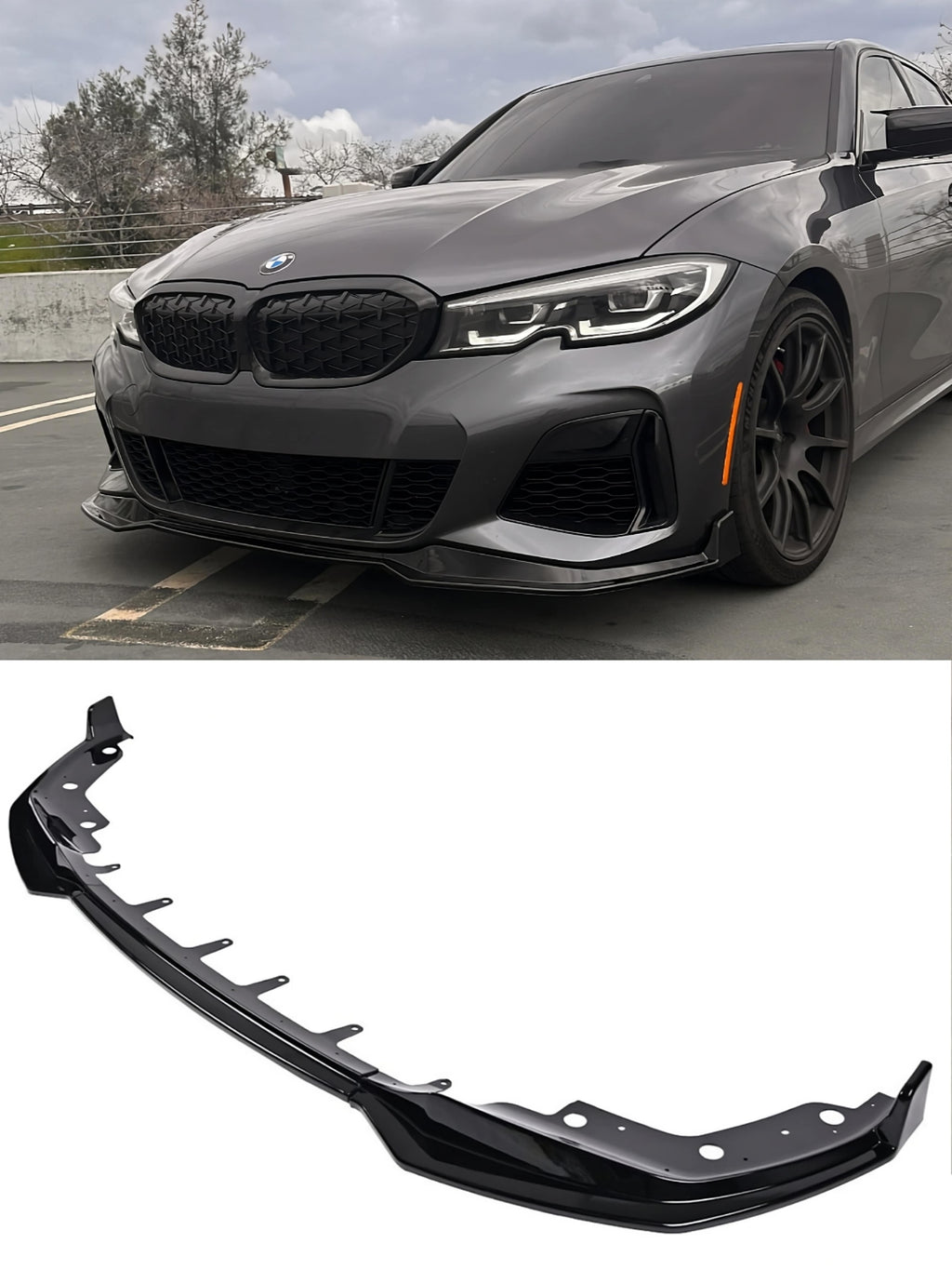 G20 M340i 330i Front M Bumper Lip Splitter Spoiler Gloss Black Compatible for 2019-2022 BMW 3 Series M Bumper Only (Gloss Black B-Grade)